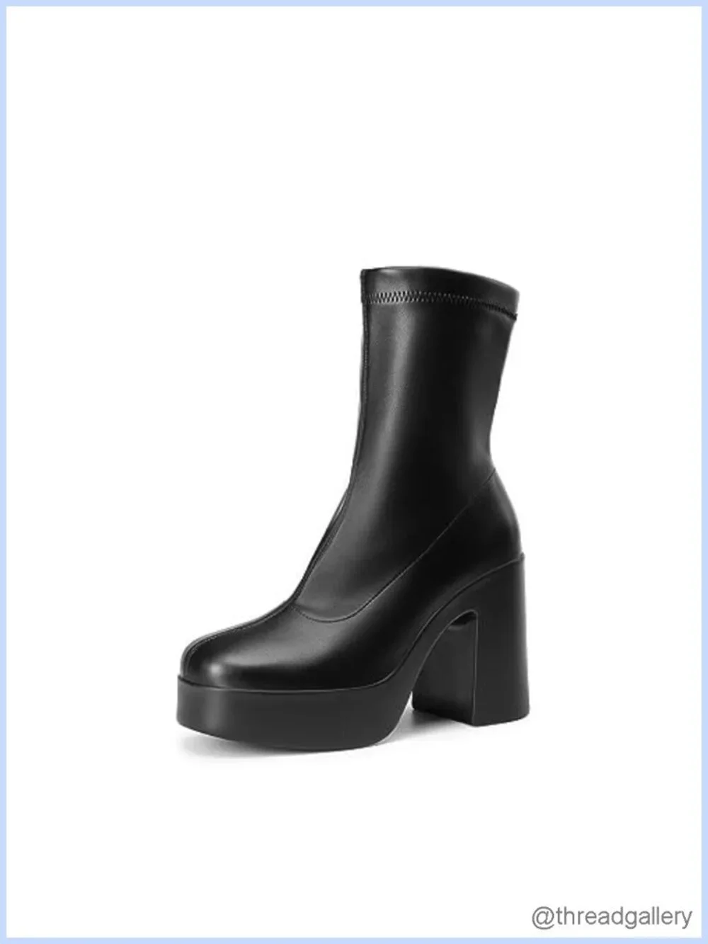 Chunky Platform Gogo Ankle Boots High Block Heel Square Toe Booties